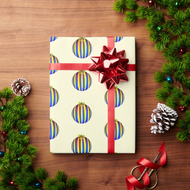 Papier Cadeau Noël de l'ornement rayé coloré (Cadeau de vacances)