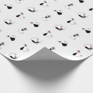 Papier Cadeau Noël de Meowy - Papier de Noël de Kitty plafonné