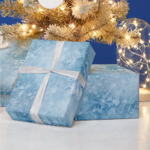 Papier Cadeau Noël de neige bleu hiver