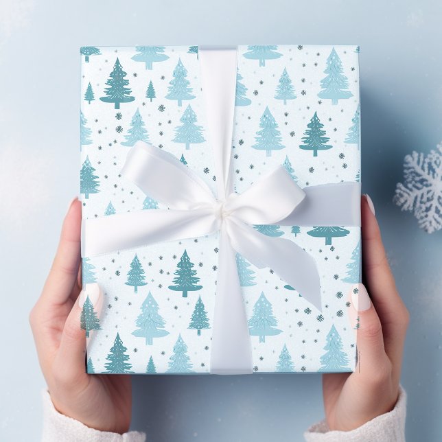 Papier Cadeau Noël de neige bleue et blanche (Créateur téléchargé)
