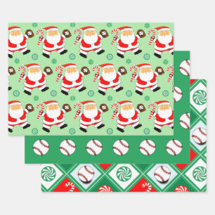 Papier cadeau Noël de Noël de baseball