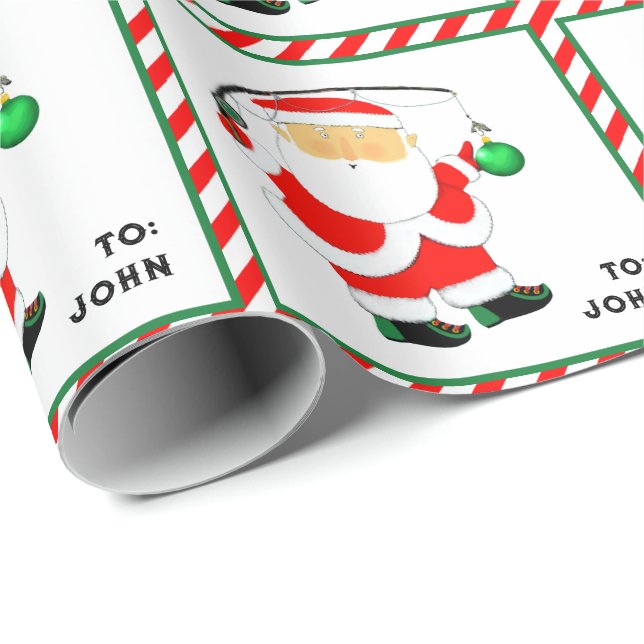 Papier Cadeau Noël de pêche (Coin rond)