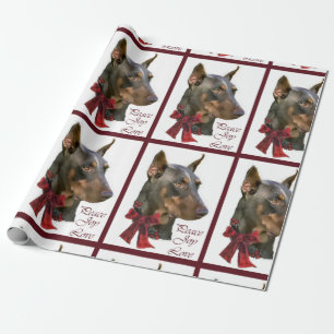 Papier Cadeau Noël de Pinscher de dobermann
