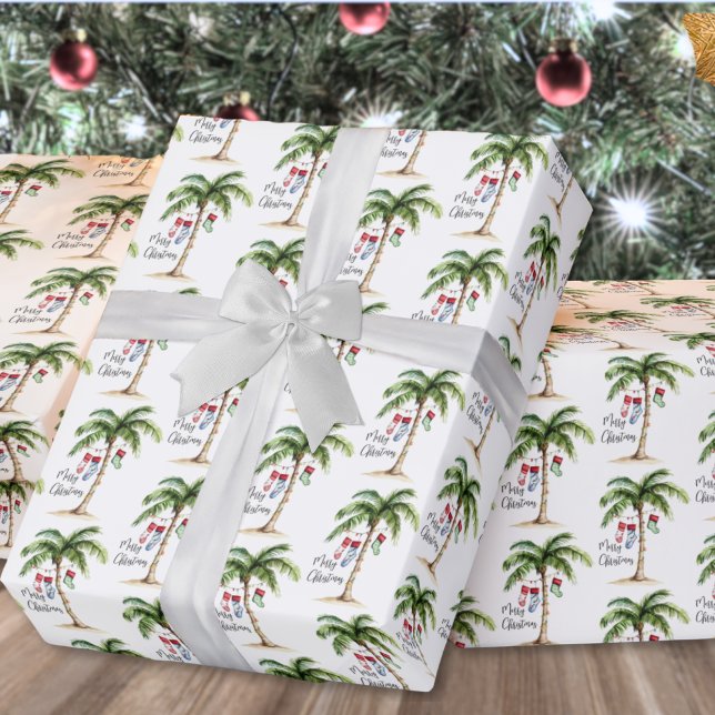Papier Cadeau Noël de plage tropicale (Tropical Beach Christmas Wrapping Paper )