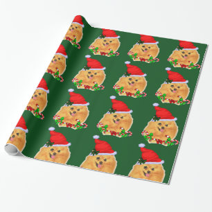Papier Cadeau Noël de Pomeranian Père Noël