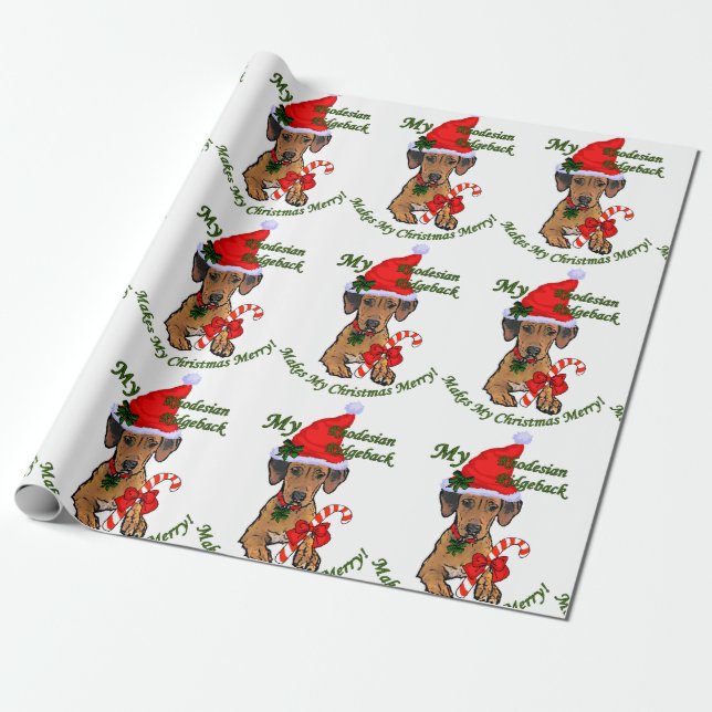 Papier Cadeau Noël de Rhodesian Ridgeback (Déroulé)