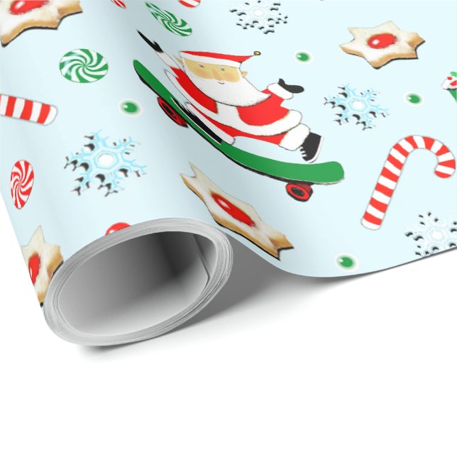 Papier Cadeau Noël de skateboard créatif (Coin rond)
