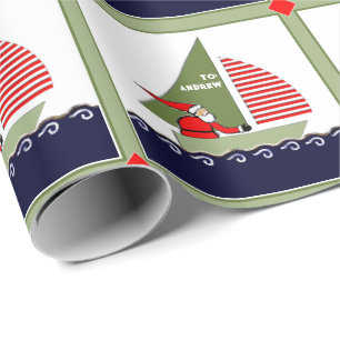 Papier Cadeau Noël de voilier à voiles