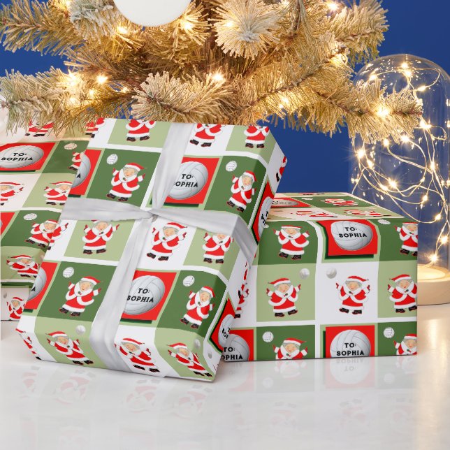 Papier Cadeau Noël de volley-ball personnalisé (Vacances)