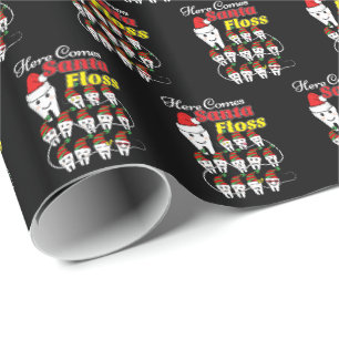Papier Cadeau Noël Dentiste - Père Noël Floss Xmas Pun