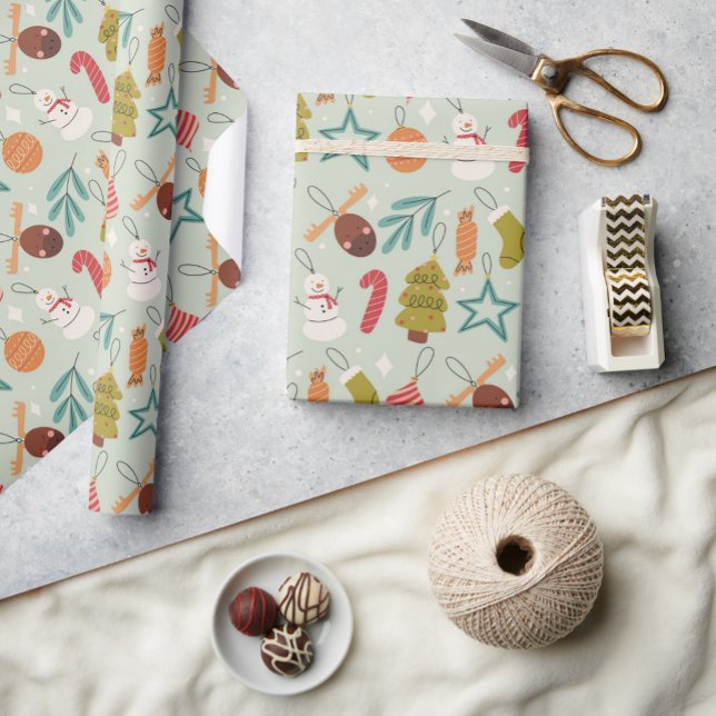 Papier Cadeau Noël des arbres de Noël colorés (Créateur téléchargé)