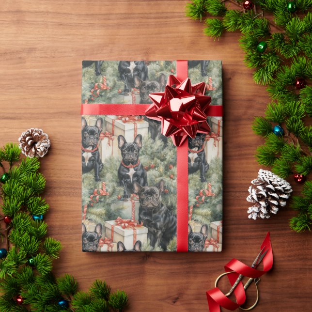 Papier Cadeau Noël des Bulldog français (Cadeau de vacances)