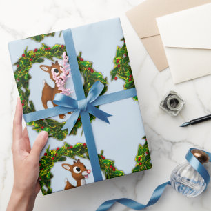 Papier Cadeau Noël des cerfs de bébés mignons