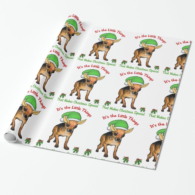 Papier Cadeau Noël des elfes du Chihuahua (Déroulé)