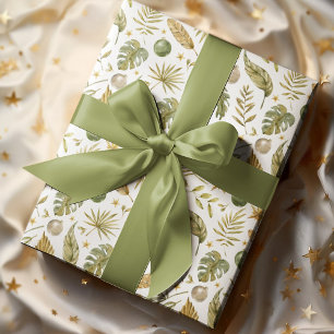 Papier Cadeau Noël des Feuilles de palmiers tropicaux
