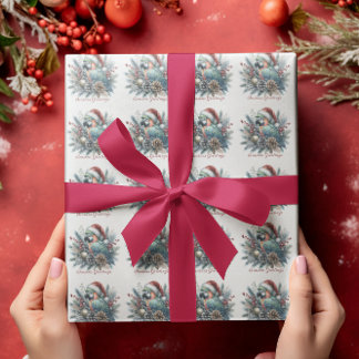 Papier Cadeau Noël des Joyeuses Fêtes de perroquets tropicaux