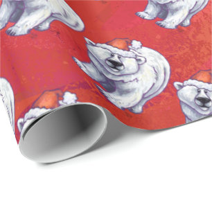 Papier Cadeau Noël des ours polaires en rouge