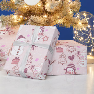 Papier Cadeau Noël des Snowmen Cadeaux cadeaux Noël rose