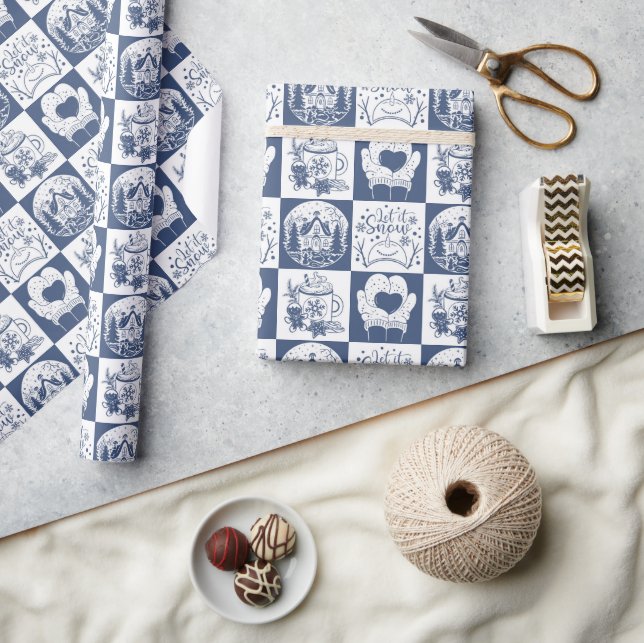 Papier Cadeau Noël d'hiver neige  (Artisanat)