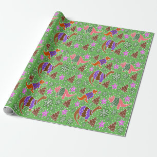 Papier Cadeau Noël Dinosaure Vert