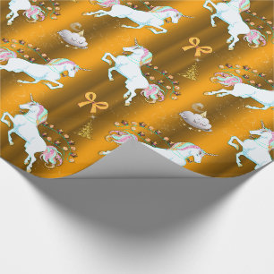 Papier Cadeau Noël d'or de licorne