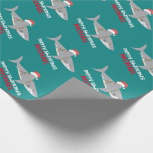 Papier Cadeau Noël drôle de requin Nom