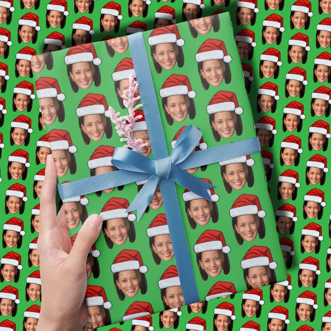 Papier Cadeau Noël drôle | Kamala Harris Santa Hat (Créateur téléchargé)