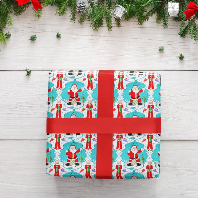 Papier Cadeau Noël Drôle Père Noël Surpris Par Mme Claus Fish (Créateur téléchargé)