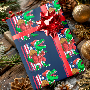 Papier Cadeau Noël drôle Père Noël T Rex Tyrannosaurus Noël