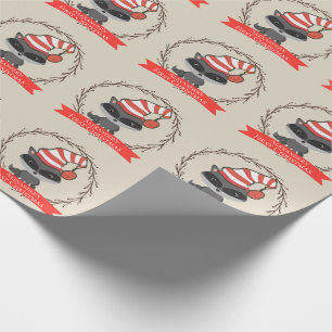 Papier Cadeau Noël du bébé de raton laveur de créature de r