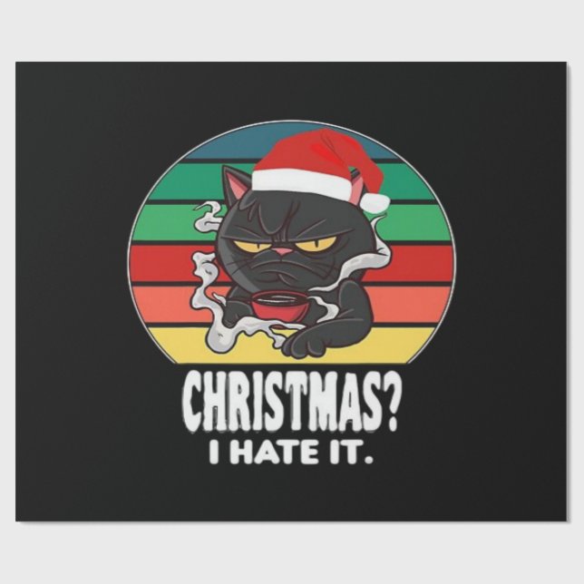 Papier Cadeau Noël du chat (Plat)