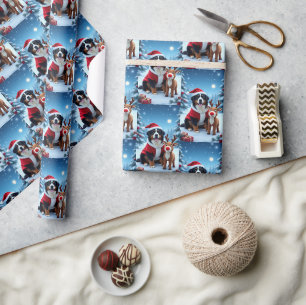 Papier Cadeau Noël du chien de montagne bernois