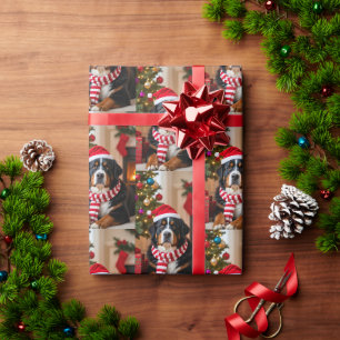Papier Cadeau Noël du chien de montagne bernois