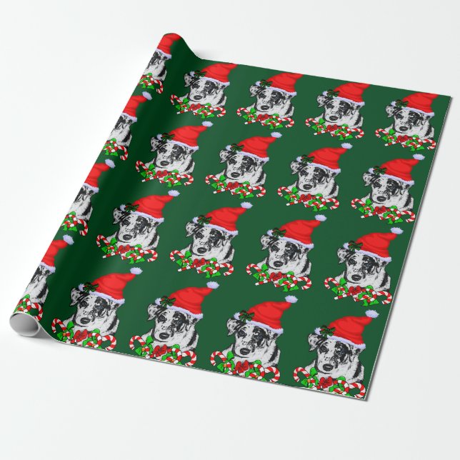 Papier Cadeau Noël du chien léopard de Catahoula (Déroulé)