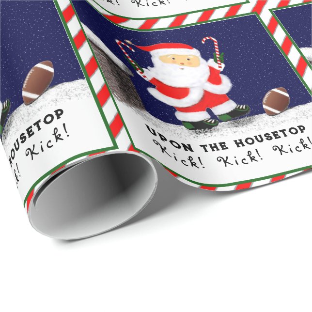 Papier Cadeau Noël du football (Coin rond)