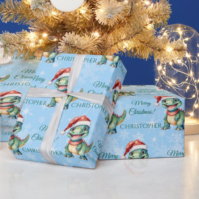 Papier Cadeau Noël du mignon dinosaur (Vacances)