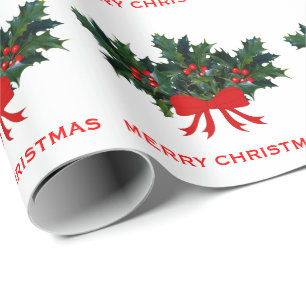 Papier Cadeau Noël élégant de vacances d'arc vert rouge de ho