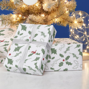 PAPIER CADEAU NOËL ÉLÉGANT HOLLY