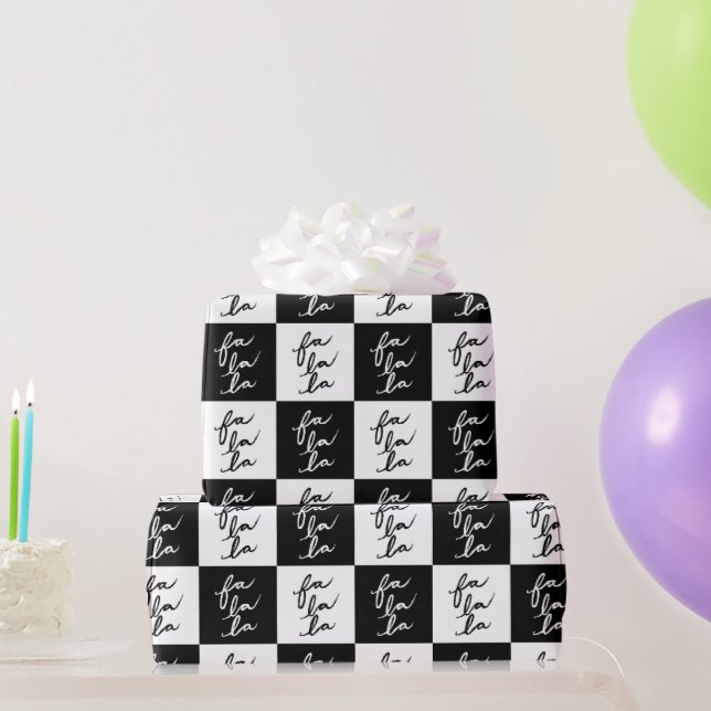 Papier Cadeau Noël élégant moderne noir et blanc (Cadeaux de fête)