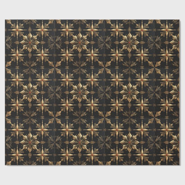 Papier Cadeau Noël Élégant - Noir (Plat)