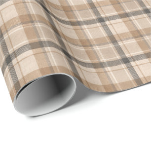Papier Cadeau Noël élégant Tartan Plaid neutre