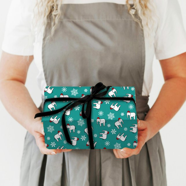 Papier Cadeau Noël Eléphant Blanc (Sarcelle) (Créateur téléchargé)
