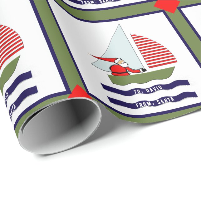 Papier Cadeau Noël en mer (Coin rond)