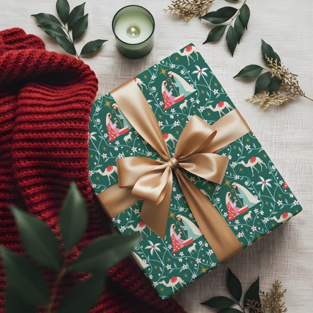 Papier Cadeau Noël Étoile Religieuse De La Nativité De Bethléem (Christmas Religious Nativity Star Of Bethlehem Apr Wrapping Paper)