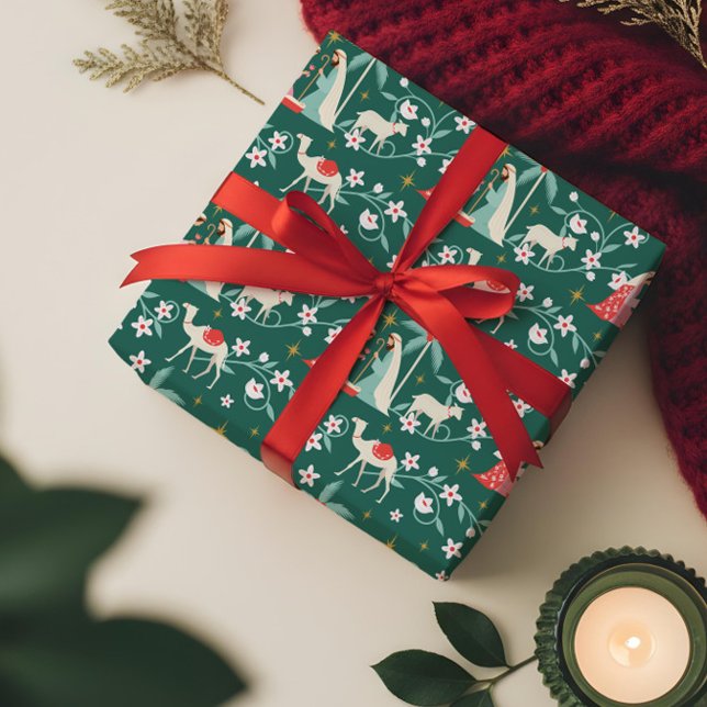 Papier Cadeau Noël Étoile Religieuse De La Nativité De Bethléem (Christmas Religious Nativity Star Of Bethlehem Wrapping Paper)