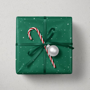 Papier Cadeau Noël étoiles vert blanc mignon