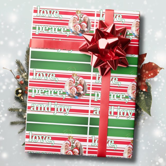 Papier Cadeau Noël Famille Photo Amour Paix Joie Vacances (Créateur téléchargé)