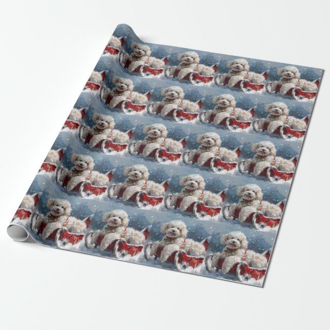 Papier Cadeau Noël Festif au Chien Caniche (Déroulé)