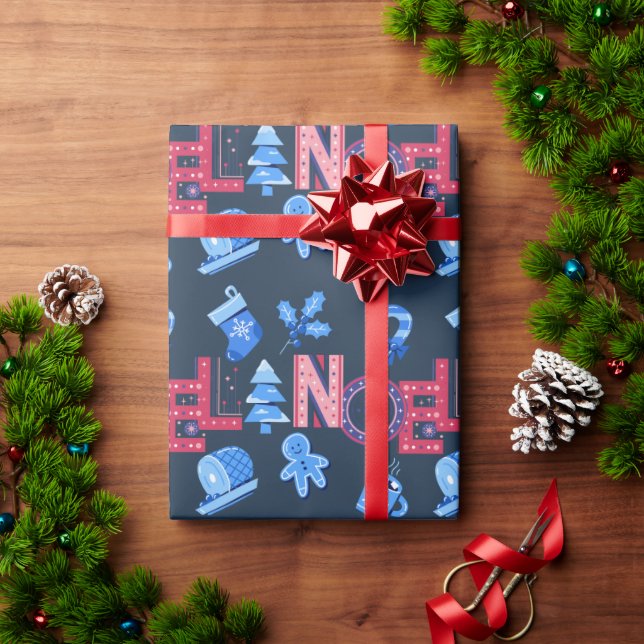 Papier Cadeau Noel Festif Rouge Et Bleu (Cadeau de vacances)