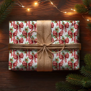 Papier Cadeau Noël Fête Rouge En vichy Chèque Basses